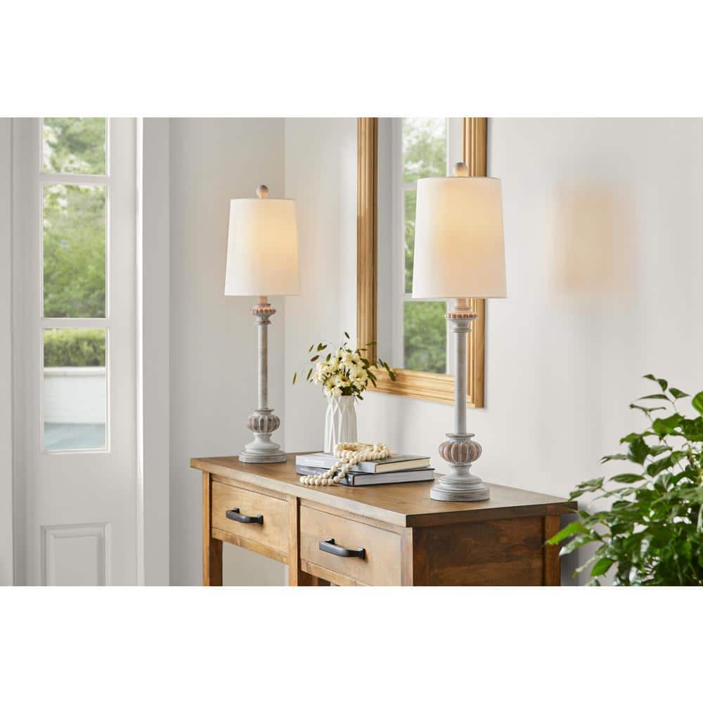 Clifon 28 in. 1-Light Distressed White Buffet Lamps (set of 2) price history on PriceWatchPro