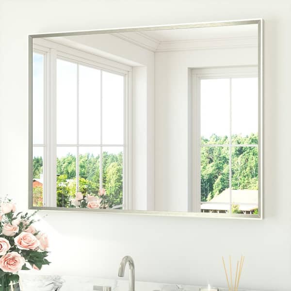 40 in. W x 30 in. H Rectangle Aluminum Framed Wall Bathroom Vanity Mirror in Brushed Nickel