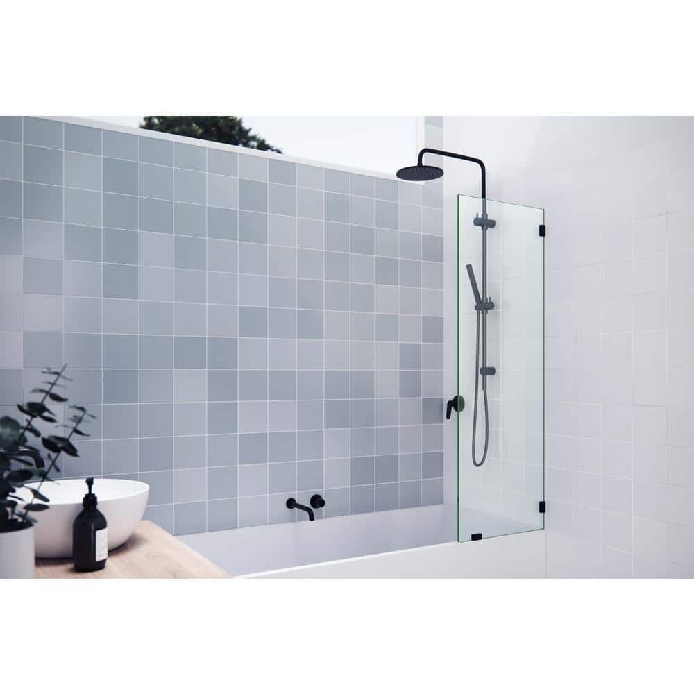 Matte Black Frameless Glass Bath Panel, 58.25" x 21"