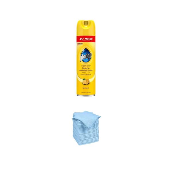 14.2 oz. Lemon Wood/Leather/Stainless Steel Furniture Polish with 14 in. x 14 in. Microfiber Cloth Towels Combo (25-Pc)