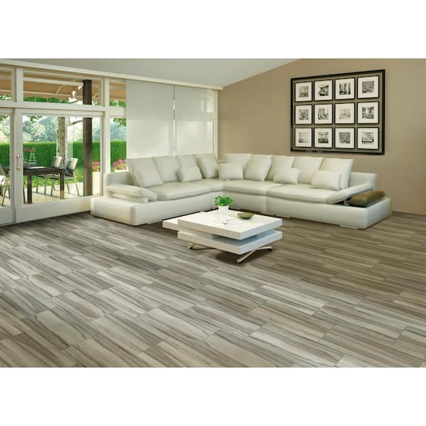 Lindell Celeste 12 in. x 24 in. Polished Porcelain Stone Look Floor and Wall Tile (256 sq. ft./Pallet)