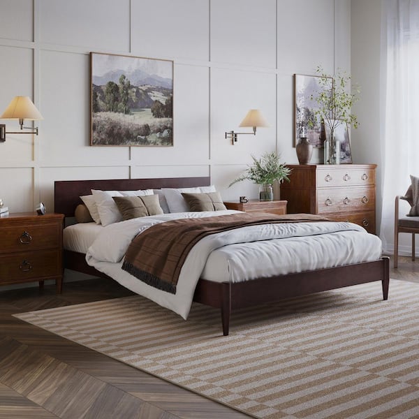 AFI Aria Espresso Black Solid Wood Frame Queen Modern Low Profile Platform Bed