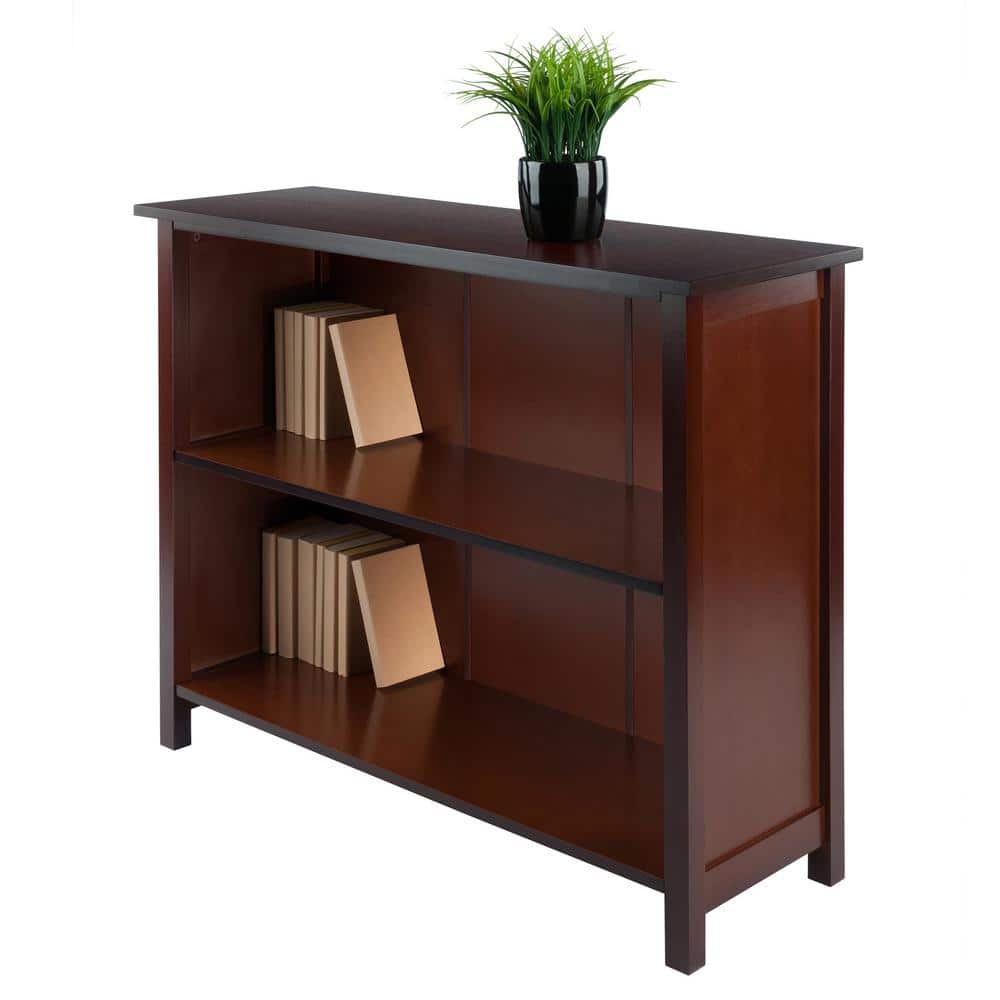 Antique Walnut 3-Tier Long Wooden Storage Shelf