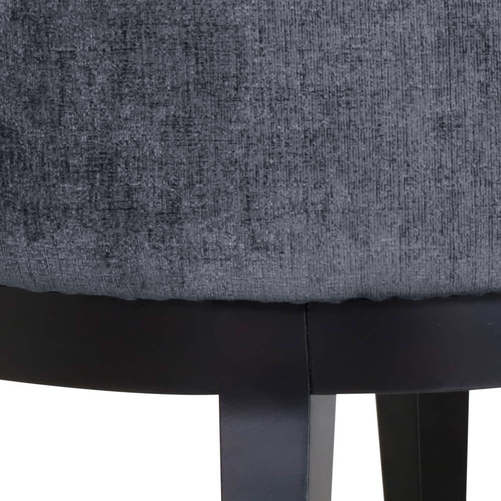 Charcoal and Dark Brown Tufted Faux Leather Barrel Accent Chair Set