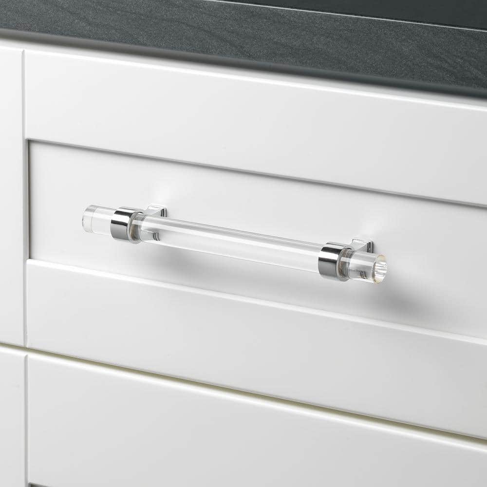 6-Inch Polished Chrome Acrylic Bar Pull with Mounting Hardware