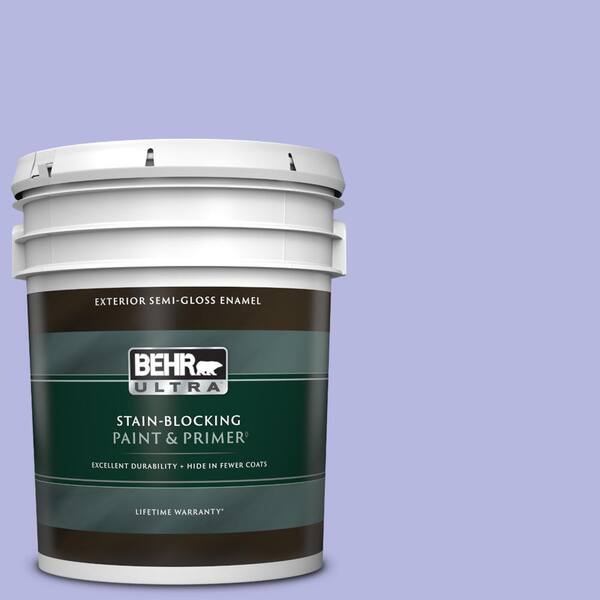 BEHR ULTRA 5 gal. #P550-3 Lavender Cloud Semi-Gloss Enamel Exterior Paint & Primer
