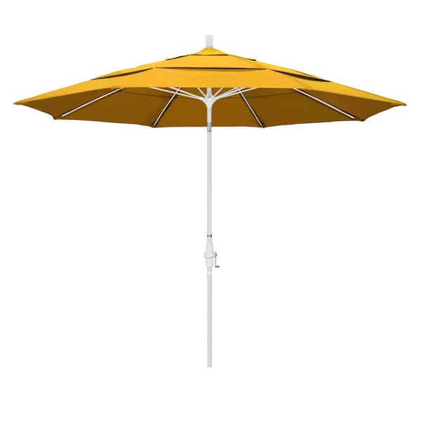 California Umbrella 11 ft. Fiberglass Collar Tilt Double Vented Patio Umbrella in Yellow Pacifica
