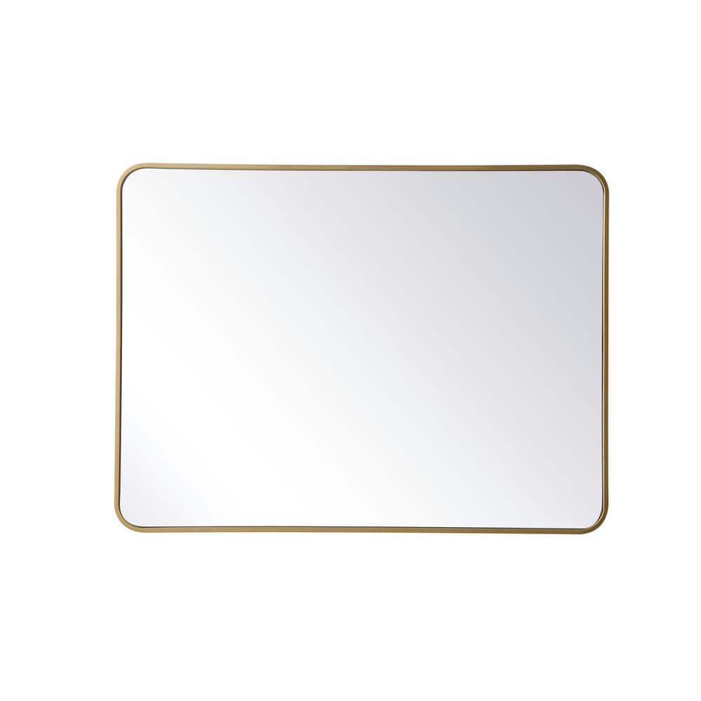 Timeless Home 40 in. H x 30 in. W Brass Modern Soft Corner Rectangular Wall