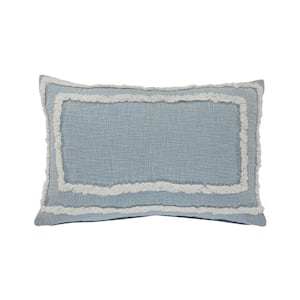 Modern Sky Blue Tufted Solid Soft Poly-Fill 24 in. x 16 in. Lumbar Indoor Throw Pillow