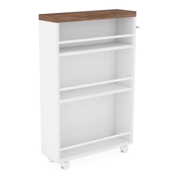 Clarine White 19.69 in. W 3-Tier Rolling Storage Cart with Wheels for Dining Room, Narrow Kitchen Cart, Laundry C