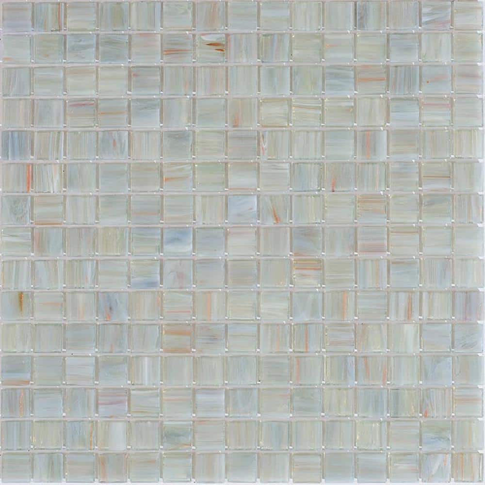 Celestial Light Gray Iridescent Glass Mosaic Wall and Floor Tile
