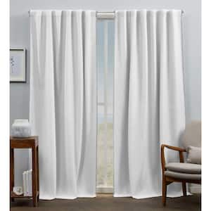 Marabel White/grey Solid Lined Room Darkening Hidden Tab / Rod Pocket Curtain, 54 in. W x 96 in. L (Set of 2)