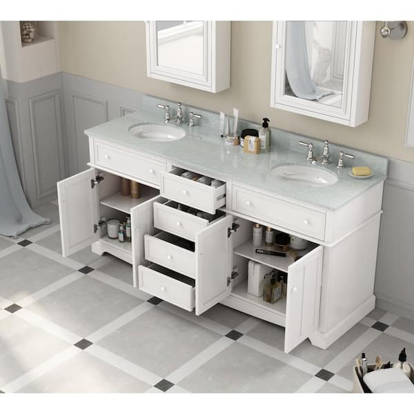 Home Decorators Collection Fremont 72, 72 Inch Countertop With Double Sinks