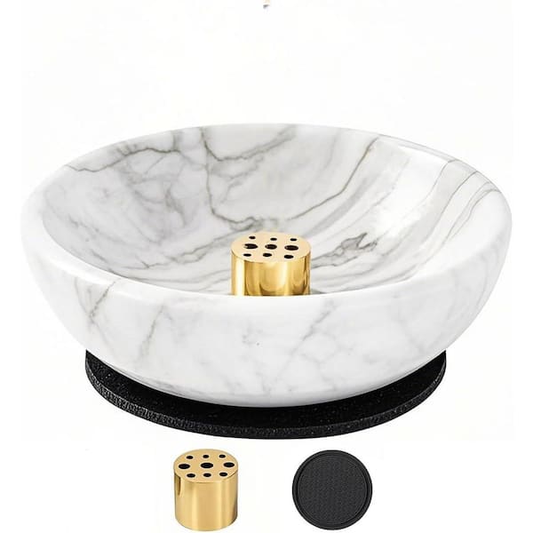 Afoxsos Natural Marble Incense Holder with 9-Holes for Sticks, Handmade Burner for Smudging and Decoration