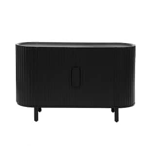 47.80 in. W x 16.50 in. D x 30.00 in. H Black Curved Design Linen Cabinet  Sideboard with Adjustable Shelves