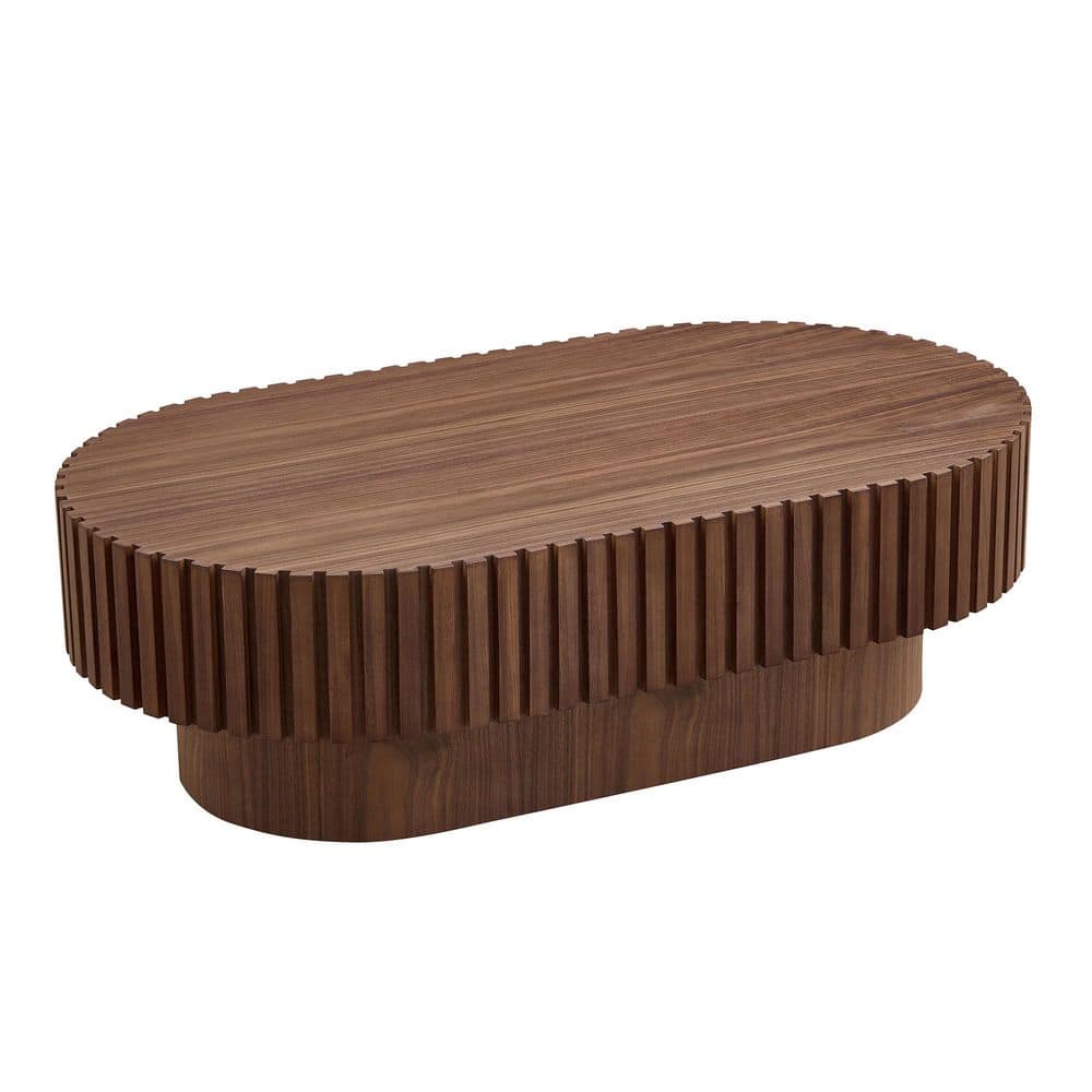 43.70 in. Walnut Modern Handcraft Drum Outdoor/Indoor Coffee Table with Sturdy Pedestal price history on PriceWatchPro