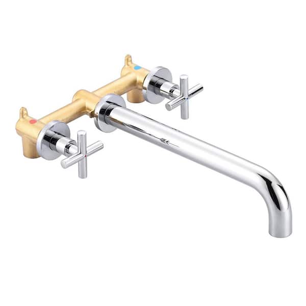 VEVETTA 2-Handle Wall Mount Roman Tub Faucet in Polished Chrome (Valve Included)