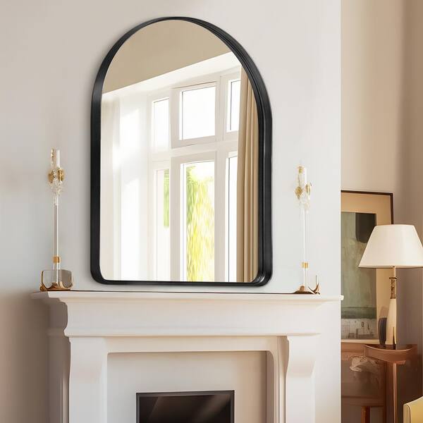 Dovelina 30 in. W x 39 in. H Rectangle Alloy Aluminum Arched Framed Black Modern Wall Mirror
