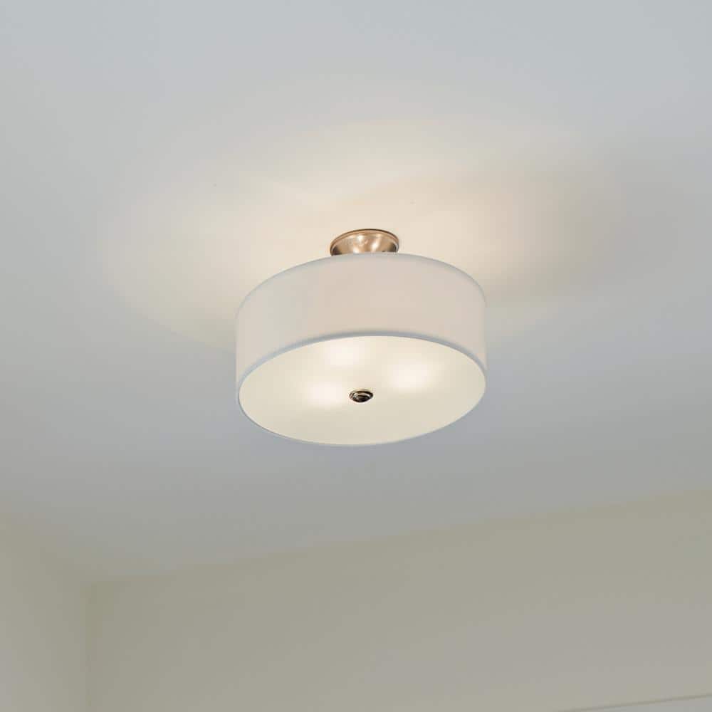 Shailene 18" Brushed Nickel Semi-Flush Mount Light with Satin Etched Shade