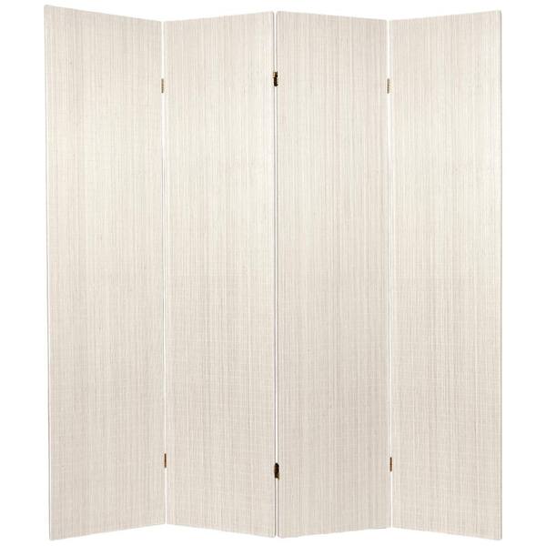 Oriental Furniture 6 ft. White Framless Bamboo 4-Panel Room Divider