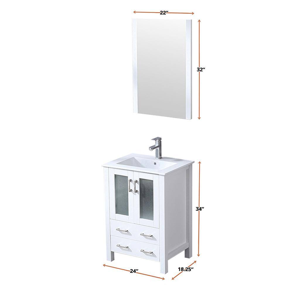 Volez 24" White Single Vanity with Integrated Sink