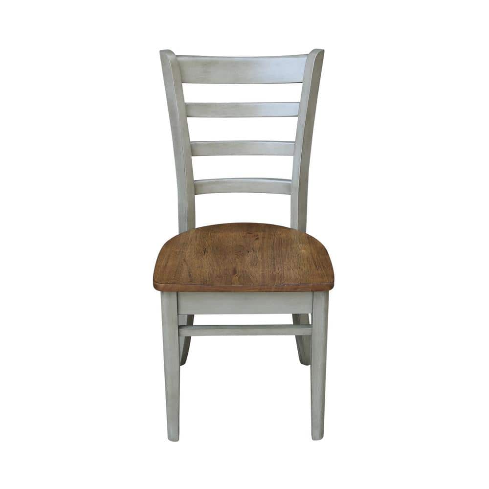 30'' Round Hickory and Stone Solid Wood Dining Table with 2 Ladder Back Chairs