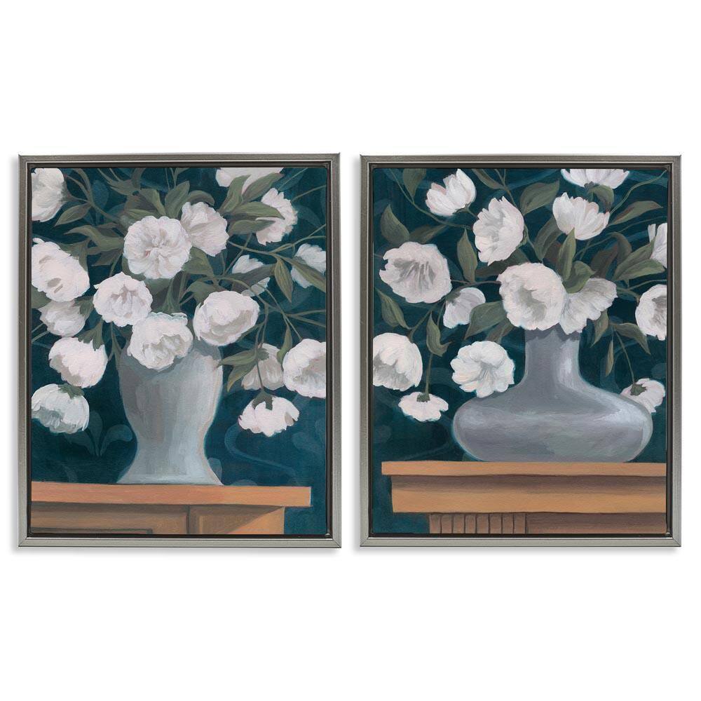 Flower Vases on Table Top by Grace Popp 2 Pieces Gray Floater Frame Nature Graphic Art Print 31 in. x 25 in. price history on PriceWatchPro