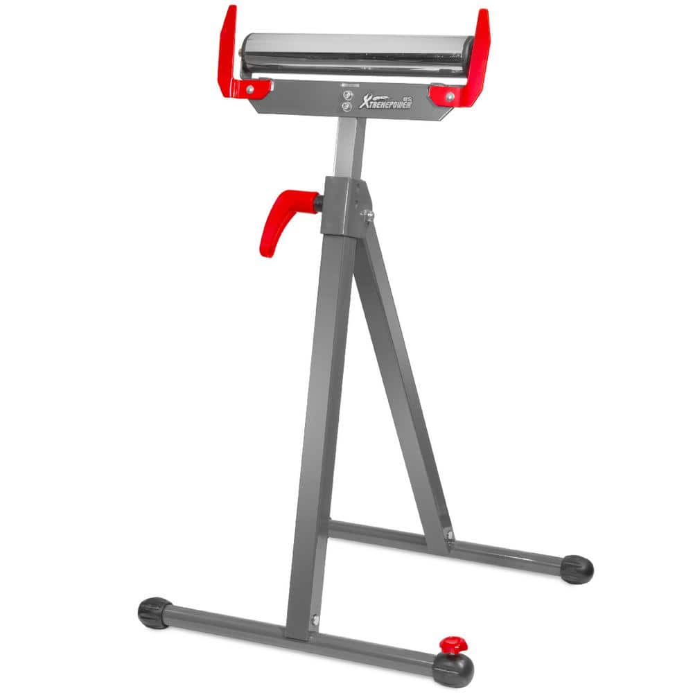 XtremepowerUS 28 in. H x 17.5 in. W Folding Roller Stand Saw Horse Height Adjustable 250 lbs. Load Capacity -Grey