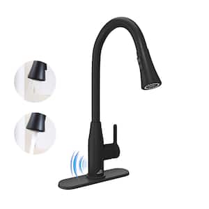 Single Handle Pull Down Sprayer Kitchen Faucet with Touchless Sensor and Two Functions Spray Head in Matte Black