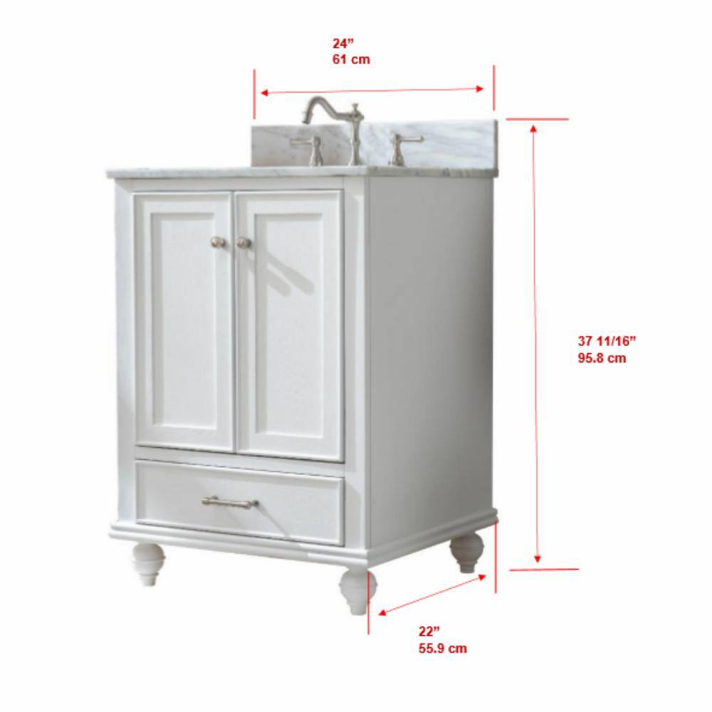 Melissa 24" Grain White Single Vanity with Carrara White Top