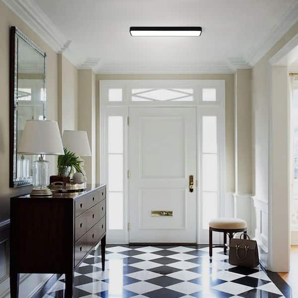 aiwen 35.43 in. 46-Watt Modern Black Rectangle Integrated LED