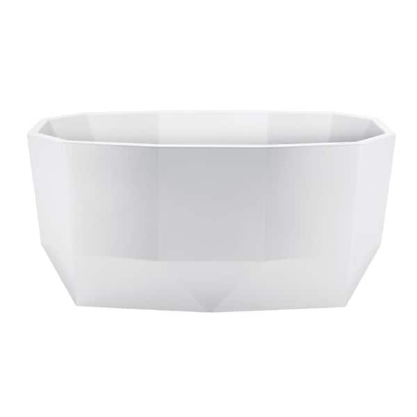 Kingston Brass Aqua Eden 51 in. x 30 in. Acrylic Freestanding Soaking Bathtub in White with Drain