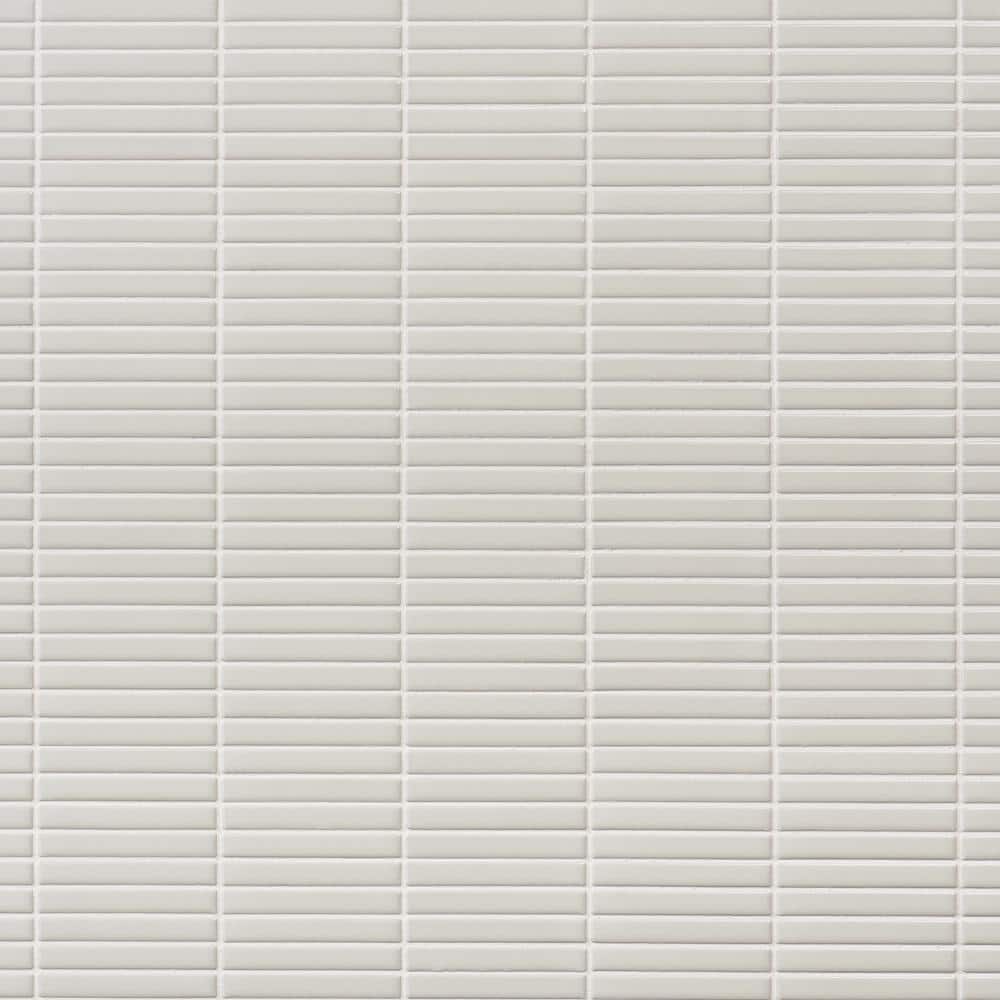 White Glossy Porcelain Stacked Mosaic Tile 11.19 x 11.9 Inch