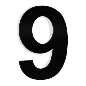 6 in. Black Stainless Steel Floating House Number 9