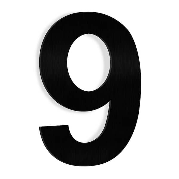 Barton 6 in. Black Stainless Steel Floating House Number 9