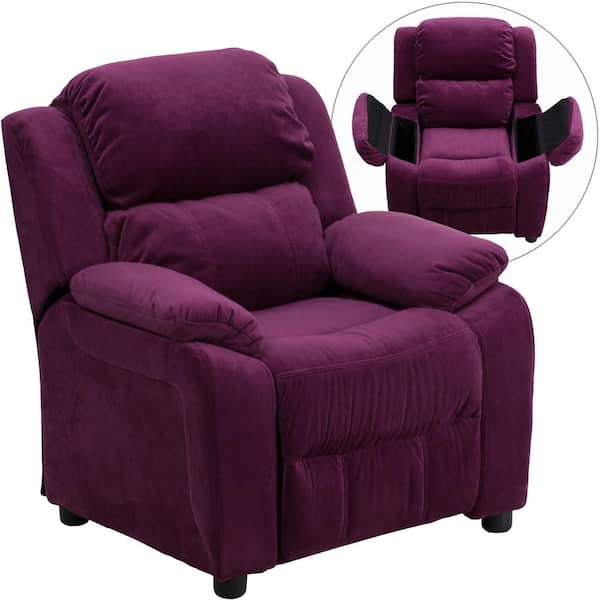 Flash Furniture Deluxe Padded Contemporary Purple Microfiber Kids