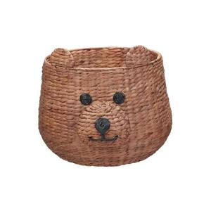 Brown Teddy Bear Water Hyacinth Woven Decorative Basket