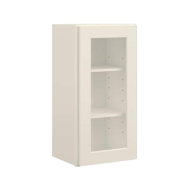 15 in. W x 12 in. D x 30 in. H in Antique White Plywood Ready to Assemble Wall Cabinets with Shelf without Glass