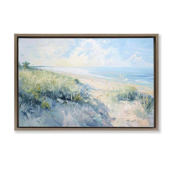 Sunny Day At The Coast by Gina Kelly Brown Floater Frame Coastal Graphic Art Print 21 in. x 31 in.