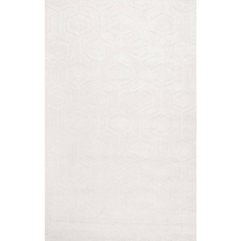 Handmade Ivory Geometric Tufted Wool Area Rug, 4' x 6'