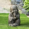 LuxenHome Weathered Brown MgO Quiet Little Buddha Monk Garden Statue  WHST254 - The Home Depot