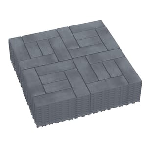 12 in. 44-Pieces Patio Deck Tiles, DIY Module Interlocking Deck Tiles, Easy Installation for Porch, Poolside, Dark Gray