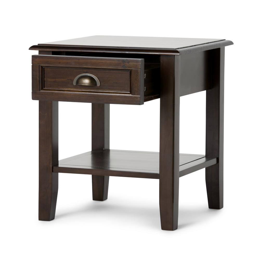 Burlington Mahogany Brown 18" Square Wood End Table with Storage