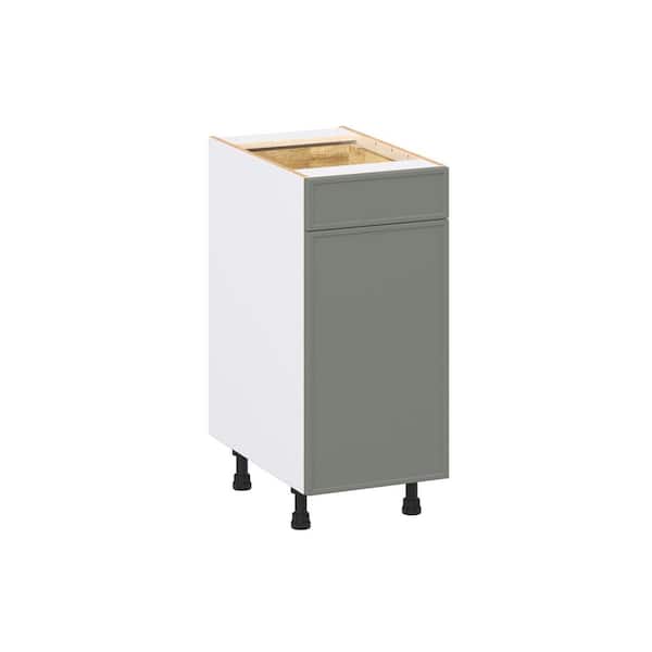 Fairview 15 in. W x 24 in. D x 34.5 in. H Assembled Slim Shaker Base Kitchen Cabinet in Moss Green with Drawers