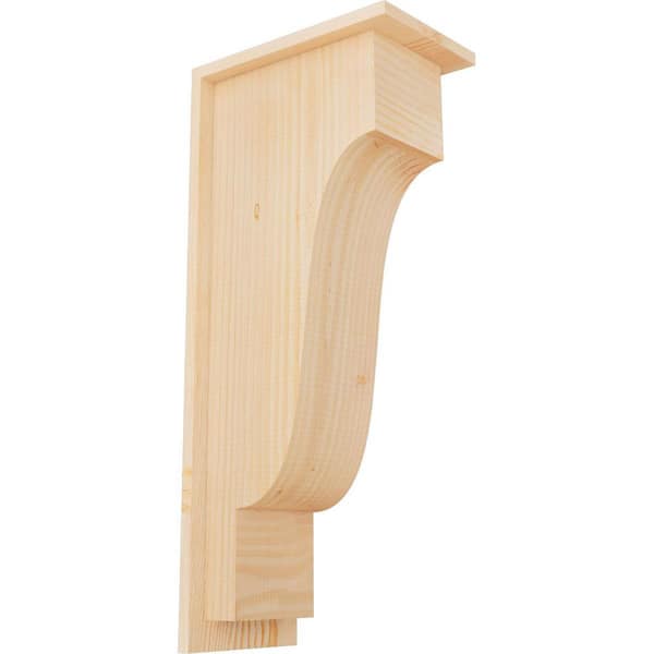 Ekena Millwork 7-1/2 in. x 12 in. x 28 in. Newport Smooth Douglas Fir Corbel with Backplate