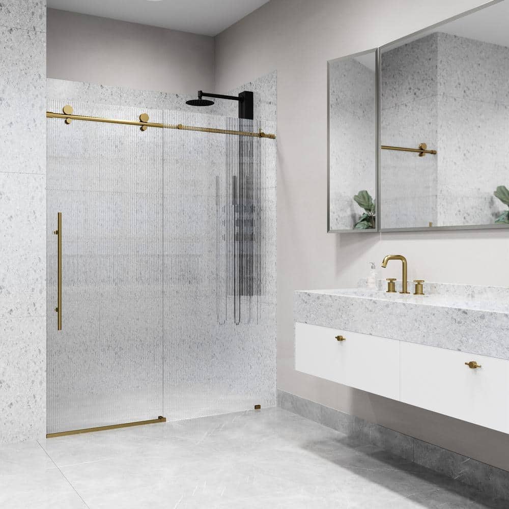 Elan E-Class 60" Frameless Sliding Shower Door in Matte Brushed Gold