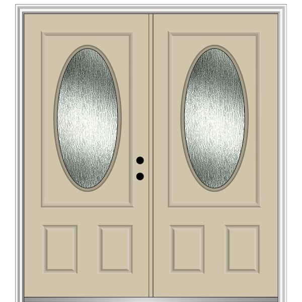 MMI Door 72 in. x 80 in. Left-Hand/Inswing Rain Glass Wicker Fiberglass Prehung Front Door on 6-9/16 in. Frame