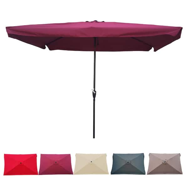 Unbranded 10 ft. x 6.5 ft. Market Rectangular Outdoor Umbrellas Patio Umbrella in Burgundy