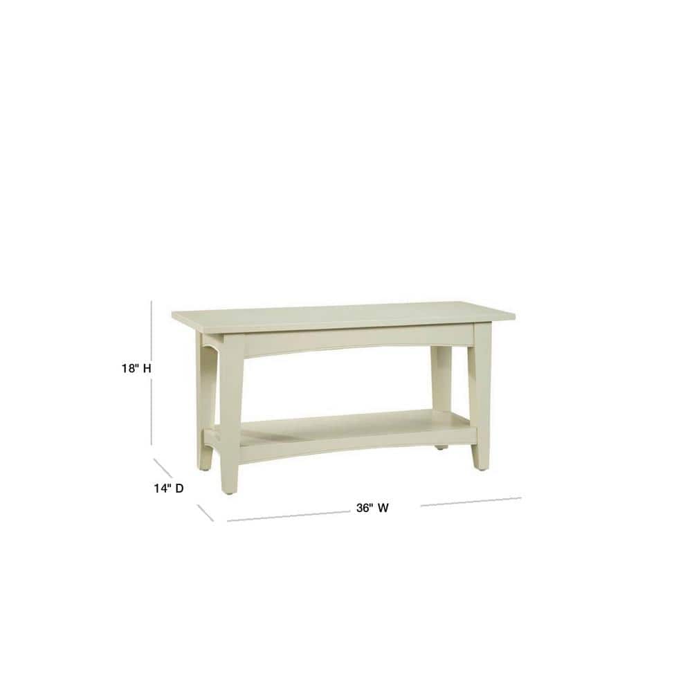 Sand Shaker Cottage Bench with Storage Shelf