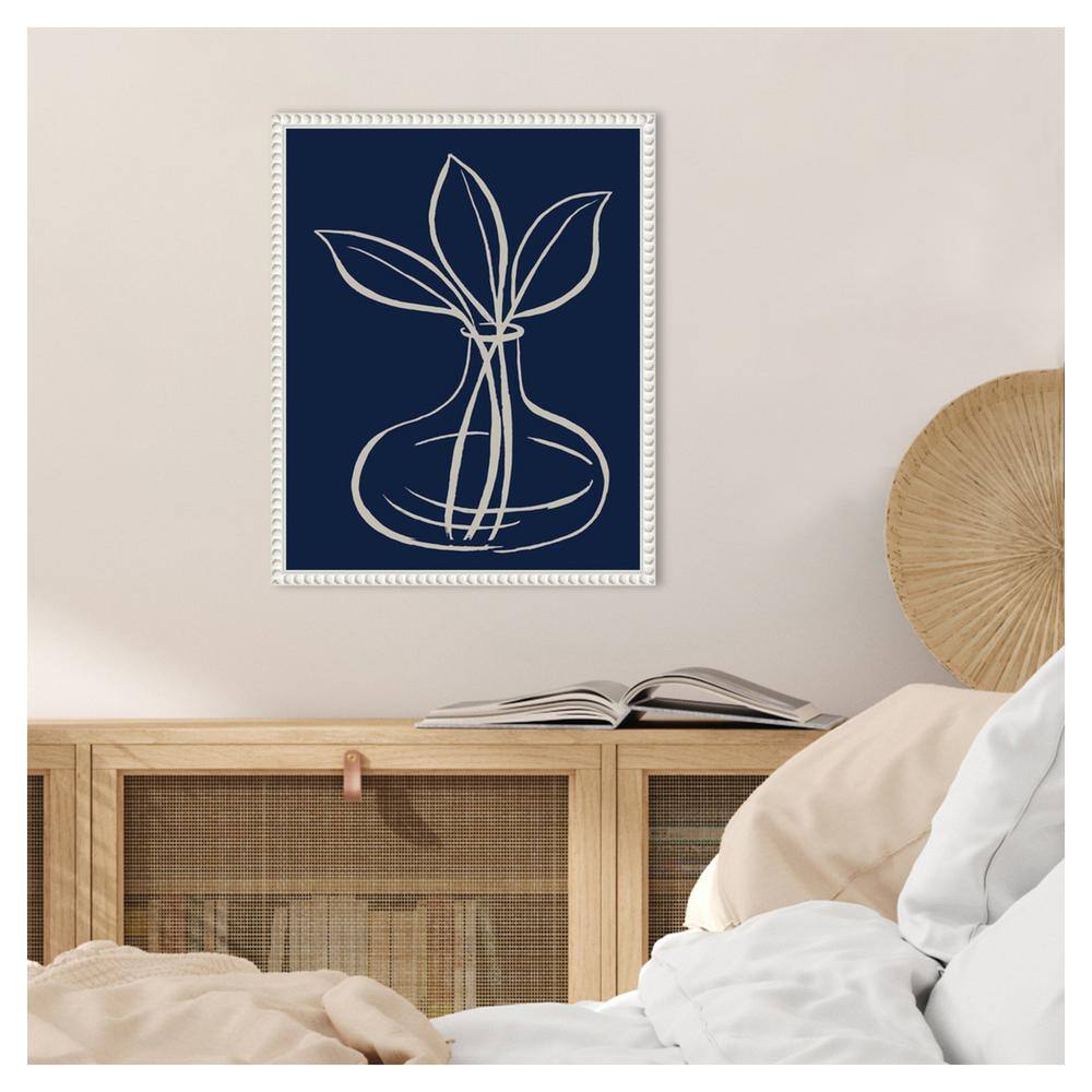 Navy and White Canvas Art with Sylvie Beaded Frame, 16 x 20 in.